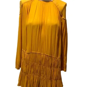 Zara Trafaluc Collection Mustard Yellow Long Sleeve Knee Length Dress XS thumbnail 3