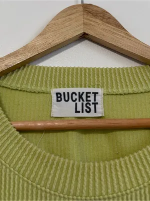 BUCKETLIST Nashville Sweatshirt Size Large Pullover Sweater Ribbed in lime thumbnail 3