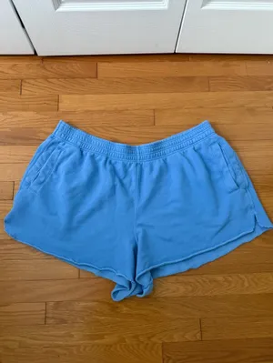 Aerie Fleece Of Mind High Waisted Blue Shorts thumbnail 3