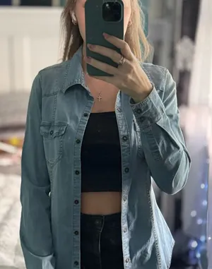 Guess Light Blue Button-Down Shirt thumbnail 1