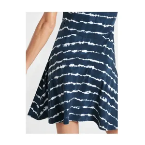 Athleta Santorini Thera Dress Small Navy‎ Blue Tie Dye Stripe Mini Summer Beach thumbnail 5