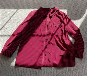 Red and Black Striped Button-Up Shirt thumbnail 1