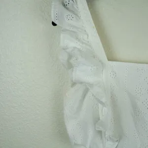 Madewell Eyelet Ruffle Mini‎ Dress 8 White Cutout Cotton Summer Boho Romantic thumbnail 6