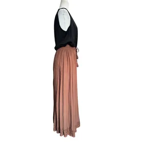 Scarlet Darkness Ren Faire Maxi Skirt with Tassel Tie & Lace Hem Brown(S) thumbnail 3