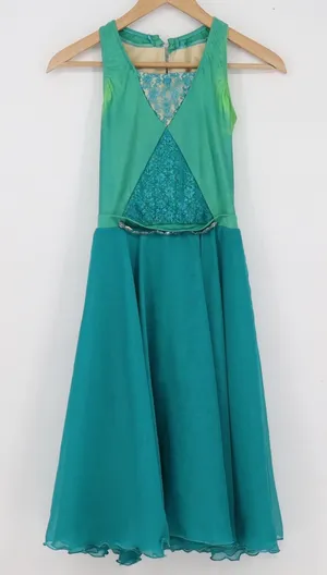 Revolution Dancewear Turquoise Green Lyrical Dance Costume Dress Rhinestone thumbnail 1