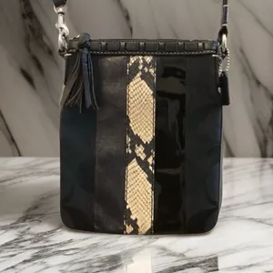COACH Hampton Swingpack Signature Jacquard Stripe Python Patent Leather thumbnail 2