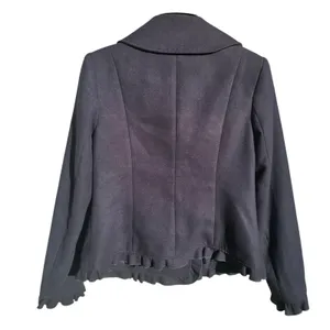 Mac &‎ Jac Navy Blue Ruffle Trim Double Breasted Pea Coat Jacket Womens Large thumbnail 3
