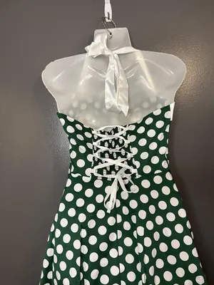 Dressystar Dress Womens Small Green Polka Dot Halter Fit & Flare Retro 50s thumbnail 6