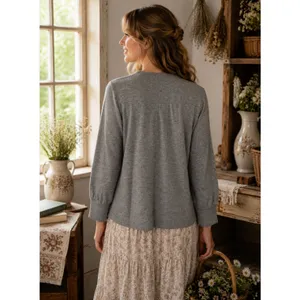 AQUA Silk Cashmere Cardigan Sweater Snap Front 3/4 Sleeve Knitwear Large thumbnail 7