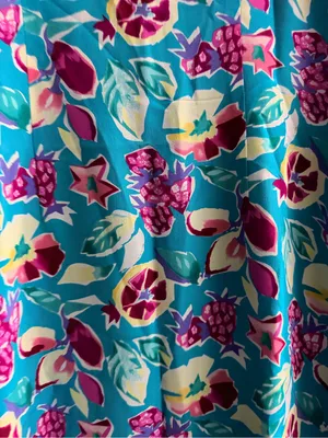 Adrianna Papell Turquoise and Pink Floral Midi Silk Dress thumbnail 4