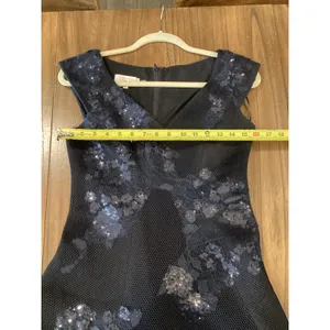 rickie freeman teri jon a line navy sleeveless floral sequin Mini dress 2 thumbnail 9