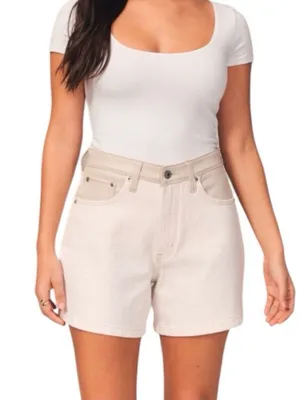 Abercrombie & Fitch The High Rise Dad Shorts in Cream thumbnail 1
