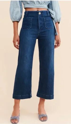 Anthropologie Pilero The Skipper Cropped Wide Leg Jeans Sz 27 tall thumbnail 1