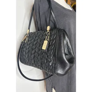 Coach Madison Gathered Leather Sophia Satchel Black Gold 25985 Handbag thumbnail 3