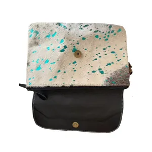 Myra Bag Turquoise-Speckled Cowhide Crossbody with Tooled Leather Trim thumbnail 4