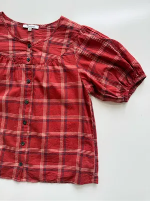 Madewell Red Plaid Prose Shirt XS thumbnail 5
