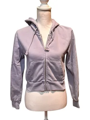 John Galt Zip Up Hoodie One Size‎ Lavender Purple California Cropped Sweatshirt thumbnail 1