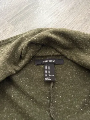 Forever21 Asymmetrical Zip Sweater Olive Green Medium Shacket thumbnail 5