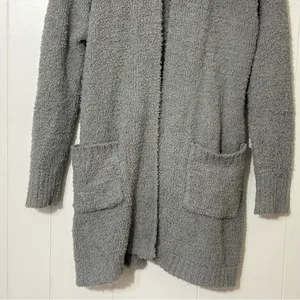 SKIMS Cozy Knit Bouclé Robe Cardigan Smoke Gray Belted Lounge Sweater XXS/XS thumbnail 4