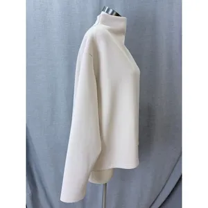 ADAY Like A Boss Pullover Sand Cream Scuba Mock Neck Sweatshirt Large thumbnail 2