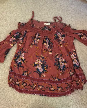 Rewind Floral Cold Shoulder Top thumbnail 1