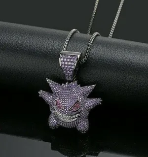 Pokemon Gengar Purple Necklace - Great Gift - Rhinestone thumbnail 1