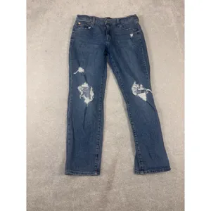 GAP Jeans Women's Blue 6/28 Distressed Regular‎ Girlfriend Mid Rise Wash Denim thumbnail 2