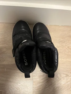SOREL ONA RMX Waterproof Women's Puffy Strap Bootie Black Snow Boots, Size 9 thumbnail 6