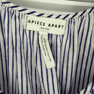 Apiece Apart XL Blue Stripe Baby Doll Ruffle Poplin Coastal‎ Mini Dress Cotton thumbnail 4