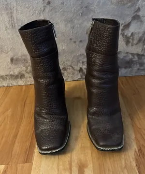 Aldo Dark Brown Faux-Croc Ankle Booties with Square Toe Women’s Size 8 thumbnail 1
