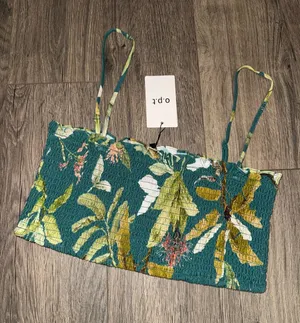 Tuckernuck Teal Tropical Smocked Tank Top thumbnail 1