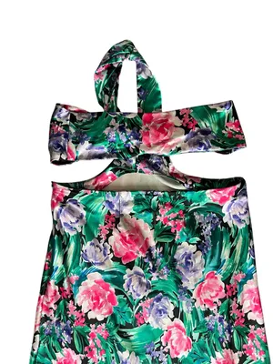 Free People Audette Studios Women’s Floral Printed Cutout Maxi Dress Multi Sz L thumbnail 7