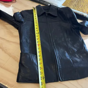 Vintage Andrew Marc NY Genuine‎ Leather Women's Jacket Zip Front Collared Small Black thumbnail 12