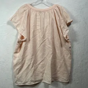 Rails Peach Tencel Linen Smocked Flutter‎ Sleeve Button Front Blouse XL thumbnail 2