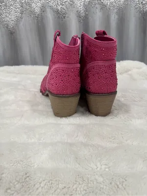 Pierre Dumas Pink Rhinestone Western Ankle Boots thumbnail 2