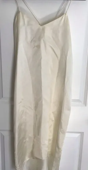 Vintage Acetate White‎ Satin Cami Camisole Tank Midi Slip Dress Sz 8 thumbnail 1