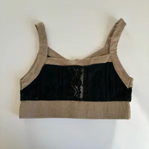 POL Boutique Black Lace Tan Button Front Crop Top Size Medium NWT thumbnail 6