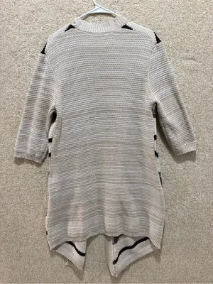 Open front knit cardigan large fall cotton blend neutral preppy duster layering thumbnail 7
