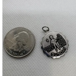 Vintage Sarah Coventry Sunday's Child Silver‎ Tone Scalloped Charm Pendant 229 thumbnail 5