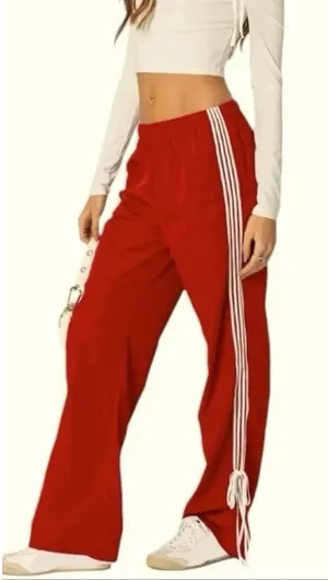 Cali 1850 orange side striped track pants wide leg size small thumbnail 1