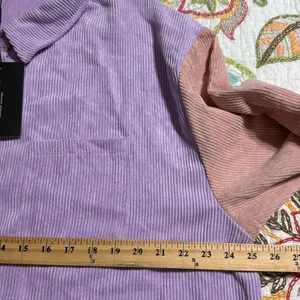 PRETTY LITTLE THINGS 10 color block corduroy pocket front oversized shirt dress thumbnail 6