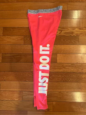 Nike Pro Hyperwarm Neon Pink "Just Do It" Leggings Tights - Size M thumbnail 5