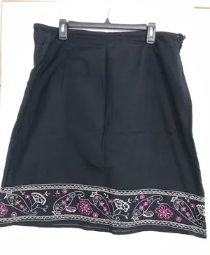 Vintage 90s y2k Amanda smith floral‎ embroidered black pink skirt waist 38” thumbnail 1