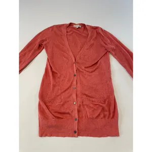 Loft Size M 100% Linen Long Cardigan Neutral Clay Orange thumbnail 7