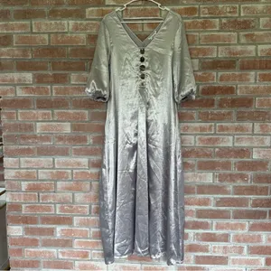 Native Youth Long Maxi Dress Silver Mismatched Buttons Women’s Small NEW thumbnail 3