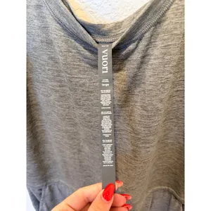 Vuori Lux Harem Jumpsuit Heather Grey Sleeveless Drawstring Pockets Large thumbnail 5