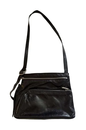 HOBO International Black Leather Crossbody Bag Multi Pocket Zip Organizer Purse thumbnail 1