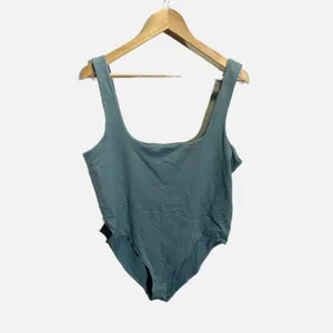 A New Day Women Teal‎ Square Neck Bodysuit Sleeveless Snap Closure 2X NEW thumbnail 2
