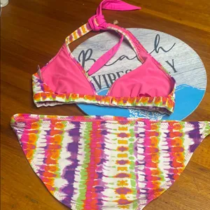 Aeropostale Pink Multicolor Tie-Dye Bikini Set thumbnail 2