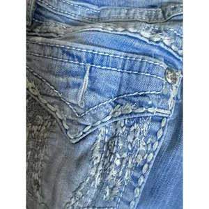Miss Me Signature Skinny Jeans 30 Light Wash Sequin Embroidered Flap Pocket Y2K thumbnail 5